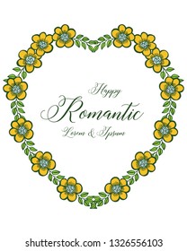 Vector illustration lettering romantic with various beautiful flower frames hand drawn