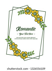 Vector illustration lettering romantic with various beautiful flower frames hand drawn