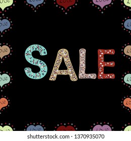 Vector illustration. Lettering. Seamless. Sale banner template. Lettering in beige, neutral and black colors.