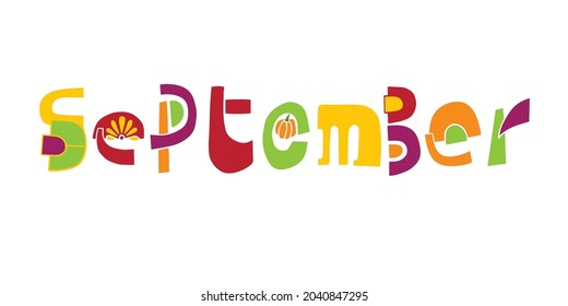 Vector Illustration Lettering September On White Stock Vector (Royalty ...