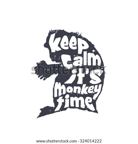 Vector illustration - Lettering silhouette of monkey on white background
