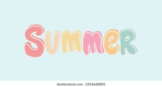 vector illustration lettering summer rich colors, trendy, fun, popular