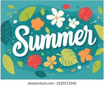 vector illustration lettering summer rich colors, water color, trendy, fun, popular, Fresh