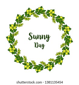 Vector illustration lettering sunny day for wreath frame hand drawn