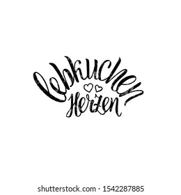 Vector illustration lettering text Lebkuchen Herzen for publishing, print on the stationary, bakery, product, postcard, clothes printing, home decoration.