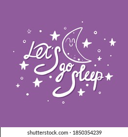 Vector illustration lettering it's time to go to bed for home clothes or kindergarten