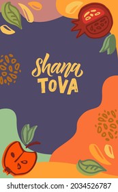 Vektorgrafik der Schrift für Rosh Hashanah jüdisches Neujahr. Icon, Badge, Poster, Banner Signatur Shana Tova Happy New Year. Vorlage für Postkarte, Einladung, Karte