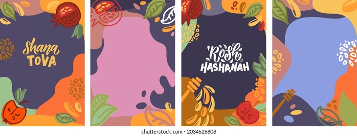 Vector illustration of lettering typography for Rosh Hashanah Jewish New Year. Icon, badge, poster, banner signature Shana Tova Happy New Year. Template for postcard, invitation, card