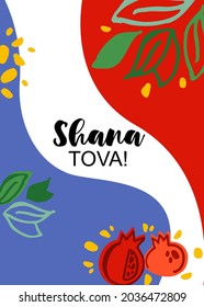 Vector illustration of lettering typography for Rosh Hashanah Jewish New Year. Icon, badge, poster, banner signature Shana Tova Happy New Year. Template for postcard, invitation, card. Vector