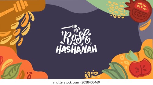 Vector illustration of lettering typography for Rosh Hashanah Jewish New Year. Icon, badge, poster, banner signature Shana Tova Happy New Year. Template for postcard, invitation, card