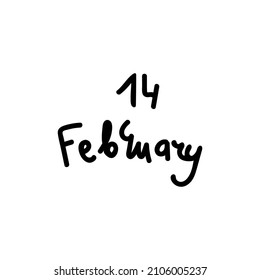Vector illustration of a lettering for Valentine's Day with a black line on an isolated background.Single,simple,festive picture in doodle style.Design for cards,stickers,posters,web,packaging.