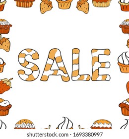 Vector illustration. Lettering. Weekend Sale Banner Template. Illustration on yellow, white and orange colors. Seamless.