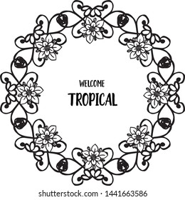 Vector illustration lettering welcome tropical with backdrop white