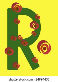 vector illustration of letter"R" WITH ROSES