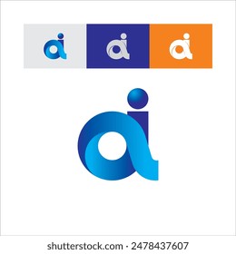 vector illustration of the letters AI with several background color choices