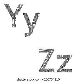 vector illustration letters of the alphabet in style zentangle yz