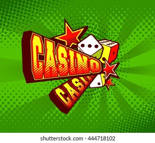vector illustration letters casino and a variety of elements and characters on a bright background