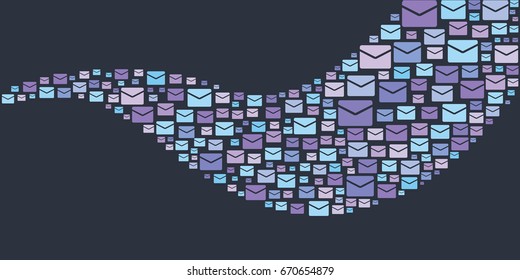 ilustração vetorial de cartas e e-mails em forma de onda para banners abstratos e fundo