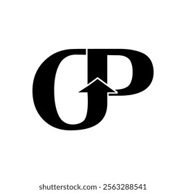 Vector illustration of letters "GP" with arrow logo on a white background.