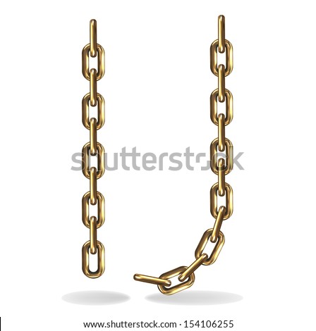 Vector Illustration of a letters I, J from a gold chain on a white background