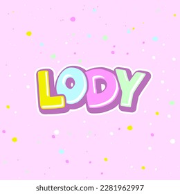 Vector Illustration with letters Lody (mean Ice cream in Polish) on colorful background