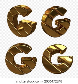 Vector illustration of letters made of gold. 3d letter G