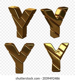 Vector illustration of letters made of gold. 3d letter Y