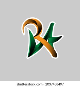 Vector illustration of the letters R and A for logo design purposes, brands and others.