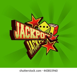 vector illustration of the letters and signs jackpot casino symbols on a green background