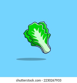 Vector illustration of a lettuce cartoon isolated on blue background 