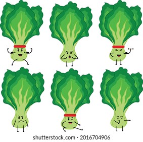 Vector illustration of lettuce characters. Good for healthy product, etc.