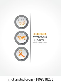 Vector Illustration of Leukemia Awareness month with orange colored ribbon, observed in September 
