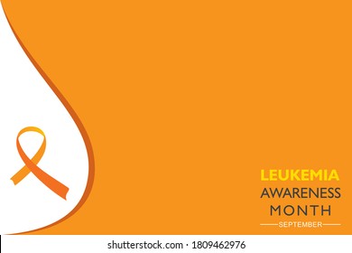 Vector Illustration of Leukemia Awareness month with orange colored ribbon, observed in September 
