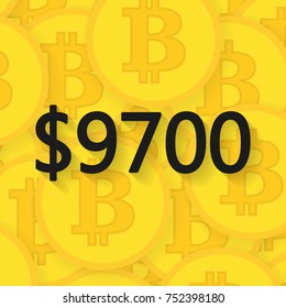 Vector illustration with the level of bitcoin to the dollar, flat design