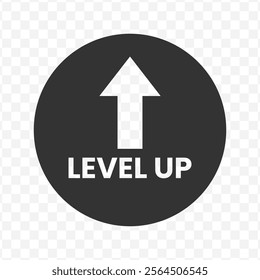 Vector illustration of Level up icon in dark color and transparent background(PNG).