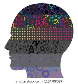 vector illustration of levels in human head with different patterns for psychological cognitive structures visuals
