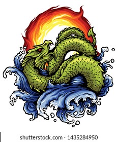 Vector illustration of leviathan sea monster animal dragon creature