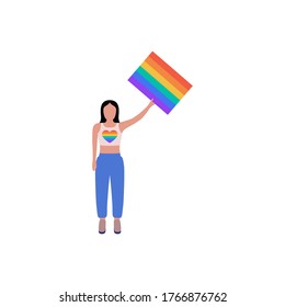 Vector illustration of LGBT activist in parade. Flat style