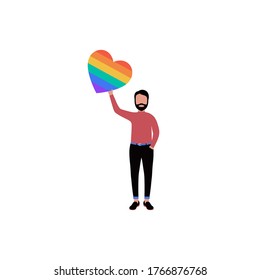 Vector illustration of LGBT activist in parade. Flat style