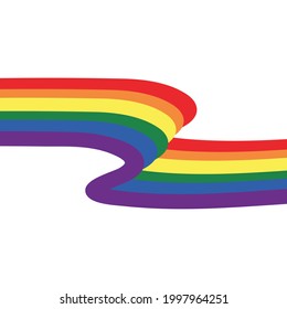 Vector illustration of the LGBT community. Multicolored rainbow ribbon. Developing banner. LGBTQ symbols and colors.  Human rights and tolerance. Happy pride month. Postcard design, banner design.