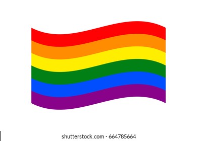 Ilustración vectorial de la bandera LGBT sobre fondo blanco. Tema de símbolos LGBT.
