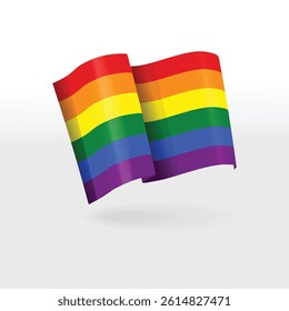 Vector illustration of the LGBT rainbow flag waving in the wind. Symbol of pride, love, freedom, and diversity in a clean, colorful, and modern style.