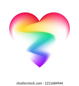 Vector illustration of lgbt rainbow mesh heart isolated on the white background.