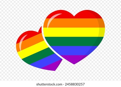 Vector illustration of LGBTQ hearts on transparent background