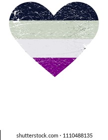 Vector illustration for LGBTQA community Pride month: Asexual flag in a distressed heart shape. Asexuality symbol.