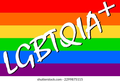 Ilustración vectorial de
 LGBTQIA Plus en una bandera arco iris