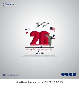 Vector illustration of Liberia Independence Day 26 July social media story feed mockup template