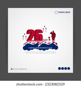 Vector illustration of Liberia Independence Day 26 July social media story feed mockup template