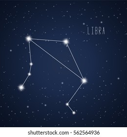 Vector illustration of Libra constellation on the background of starry sky