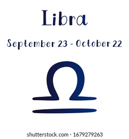 Vector illustration of Libra zodiac sign isolated on a white background.